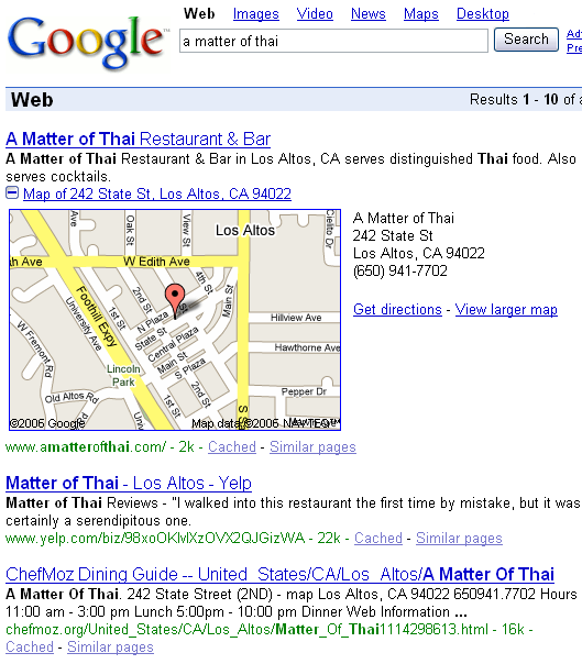 Maps in search results (2006)